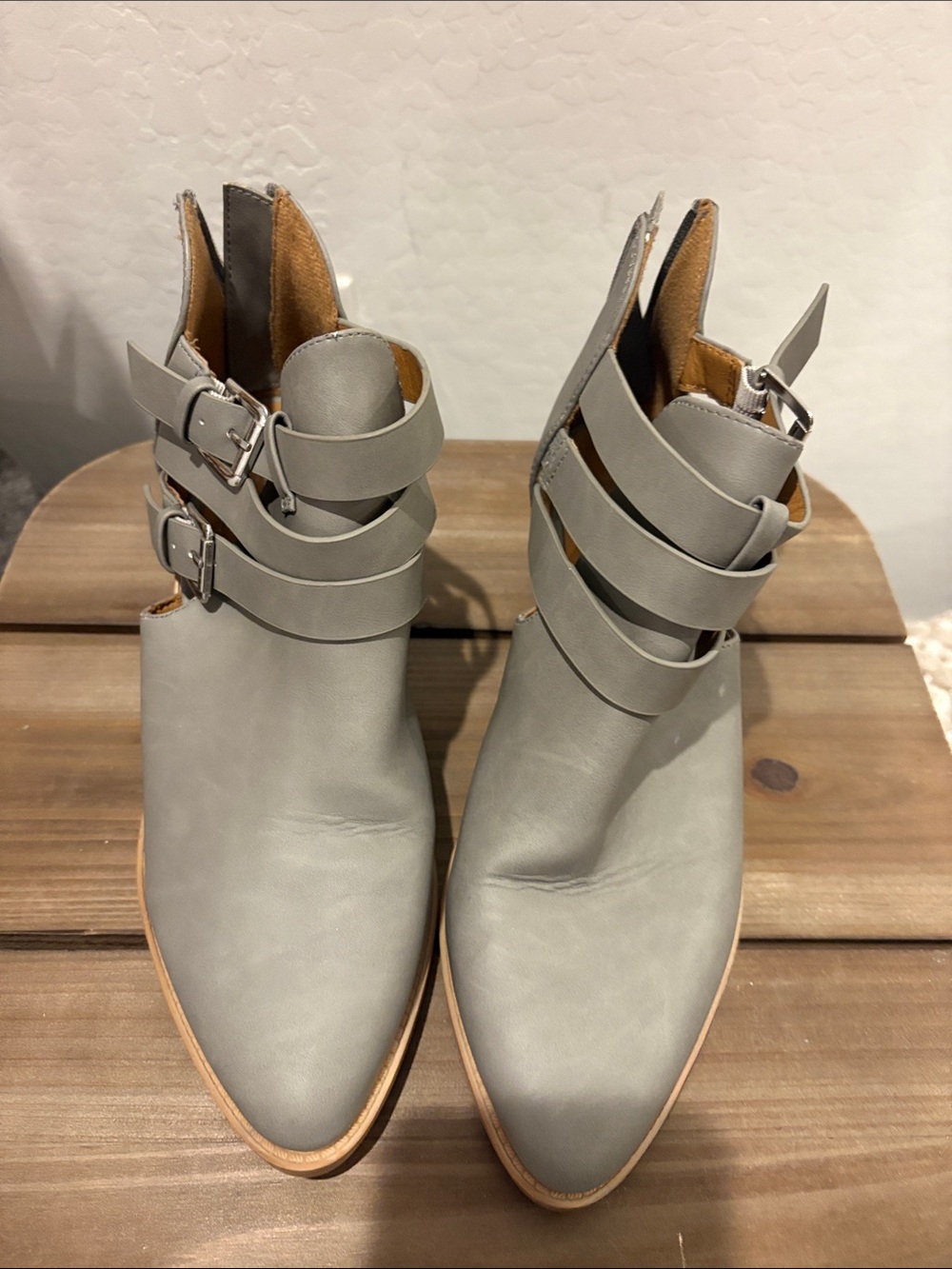 Dolce Vita Gray Strappy Pointed Ankle Booties